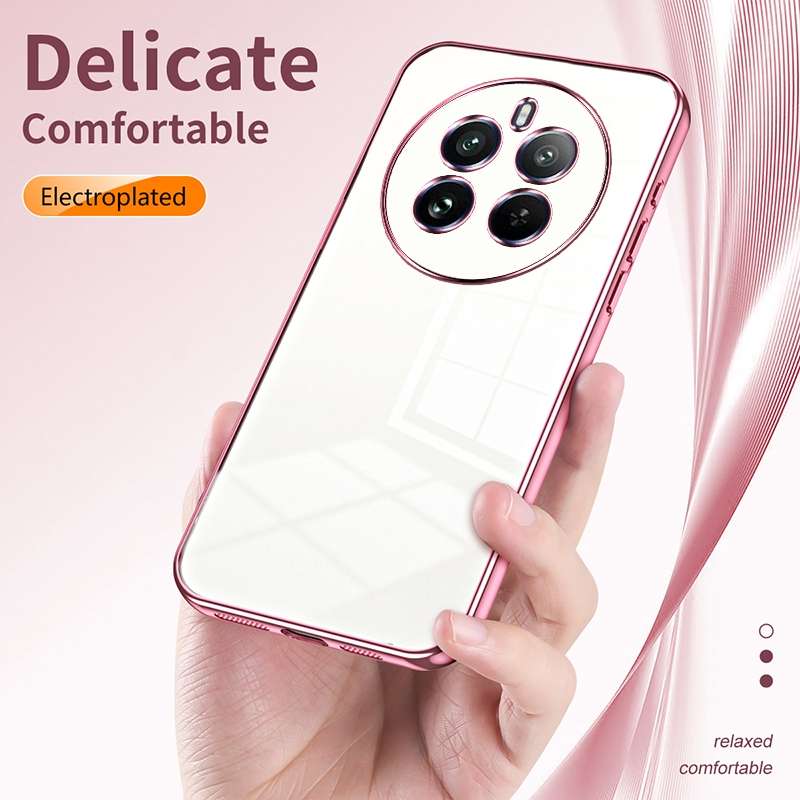 For Realme 12 Pro Transparent Plating Fine Hole Phone Case(Black)