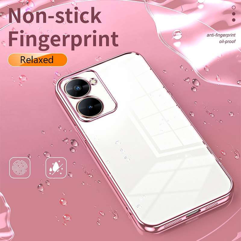 For Realme V30t Transparent Plating Fine Hole Phone Case(Transparent)