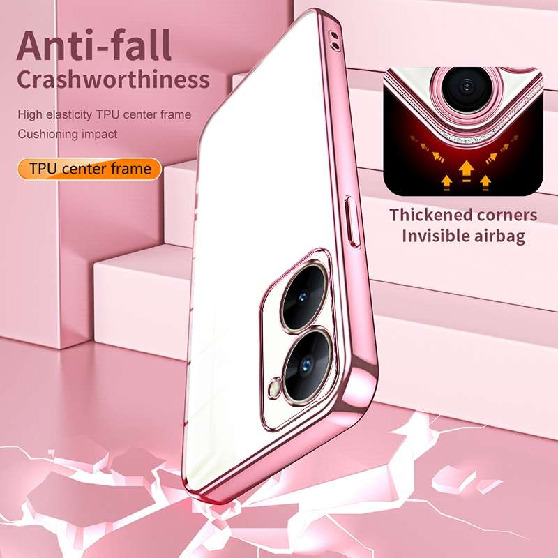 For Realme V30t Transparent Plating Fine Hole Phone Case(Transparent)
