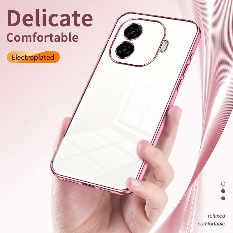 For vivo iQOO Z9 Turbo Transparent Plating Fine Hole Phone Case(Gold)