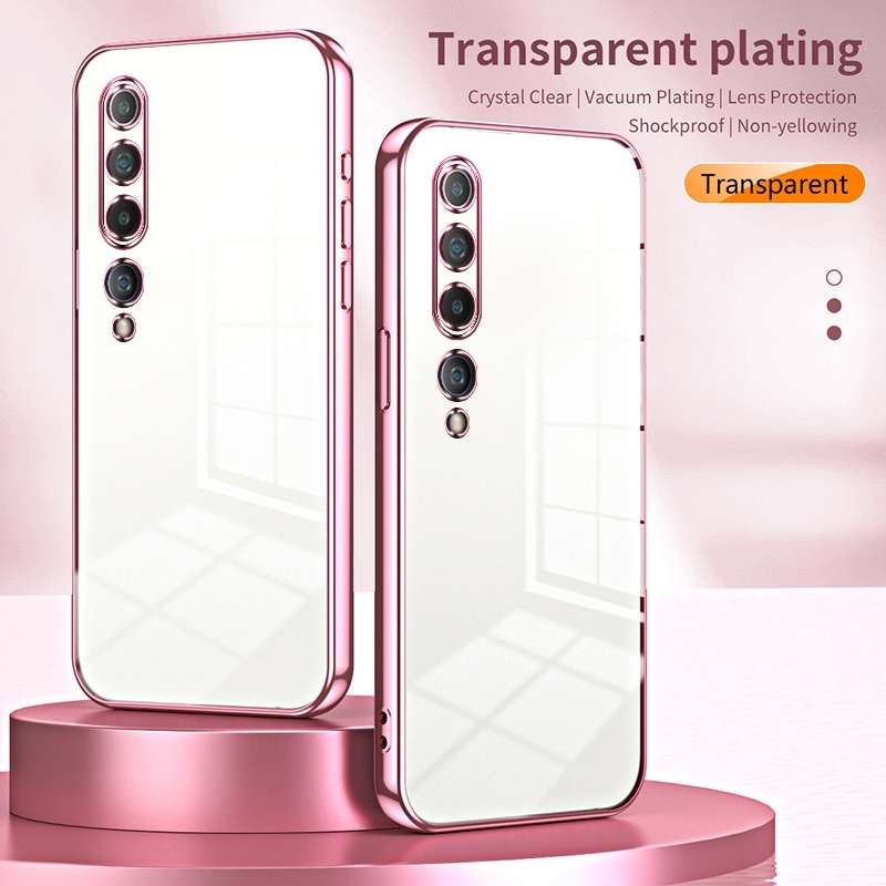 For Xiaomi Mi 10 5G Transparent Plating Fine Hole Phone Case(Gold)