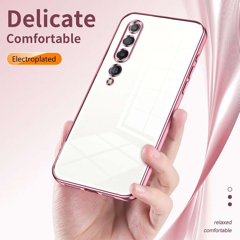 For Xiaomi Mi 10 5G Transparent Plating Fine Hole Phone Case(Gold)