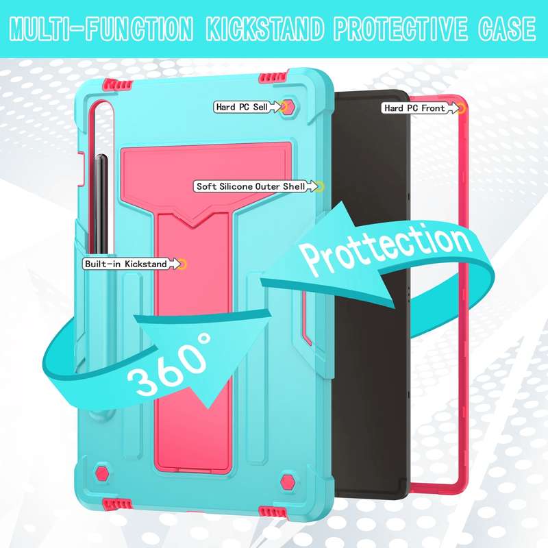 For Samsung Galaxy Tab S9 FE / S9 T Holder Robot Silicone Hybrid PC Tablet Case(Black)