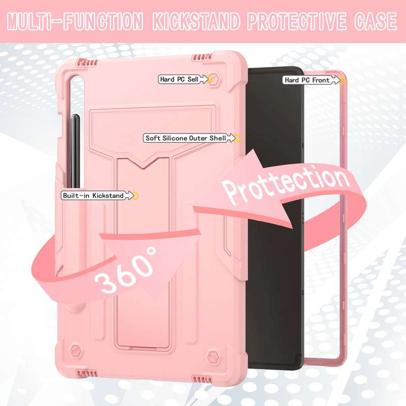 For Samsung Galaxy Tab S9 FE / S9 T Holder Robot Silicone Hybrid PC Tablet Case(Black)