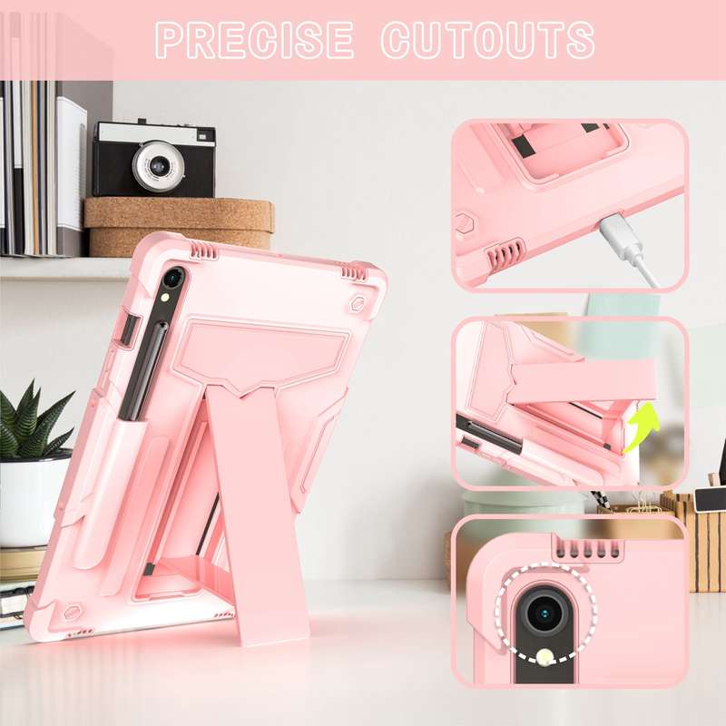 For Samsung Galaxy Tab S9 FE / S9 T Holder Robot Silicone Hybrid PC Tablet Case(Black)