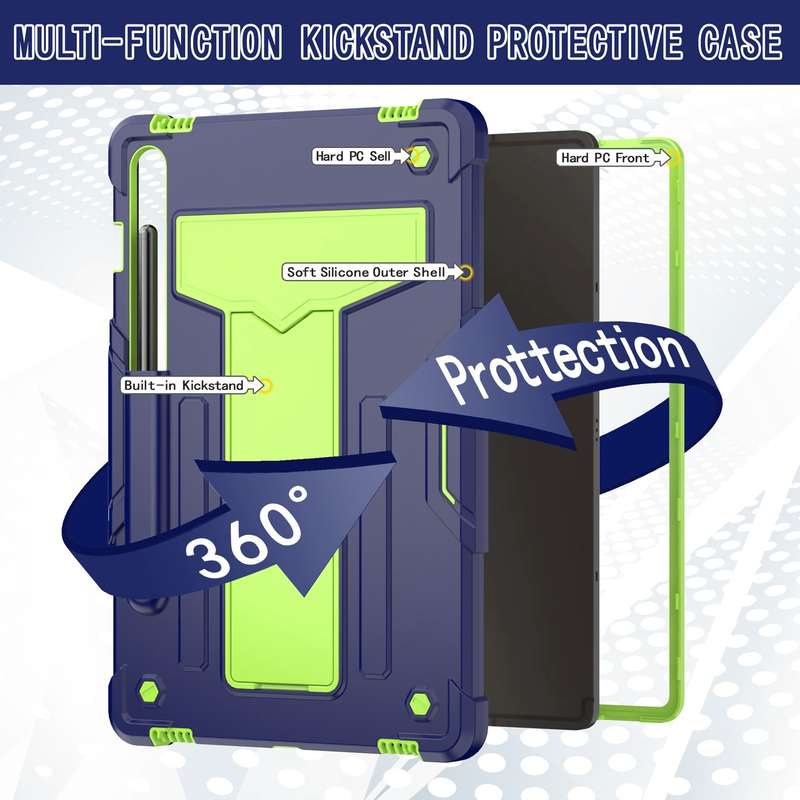 For Samsung Galaxy Tab S9 FE / S9 T Holder Robot Silicone Hybrid PC Tablet Case(Black)