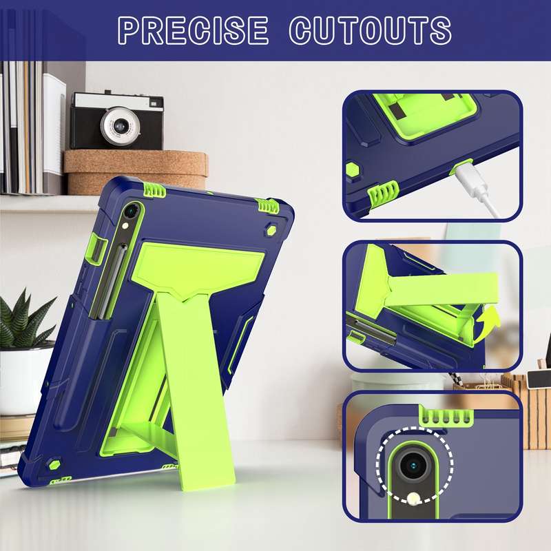 For Samsung Galaxy Tab S9 FE / S9 T Holder Robot Silicone Hybrid PC Tablet Case(Black)