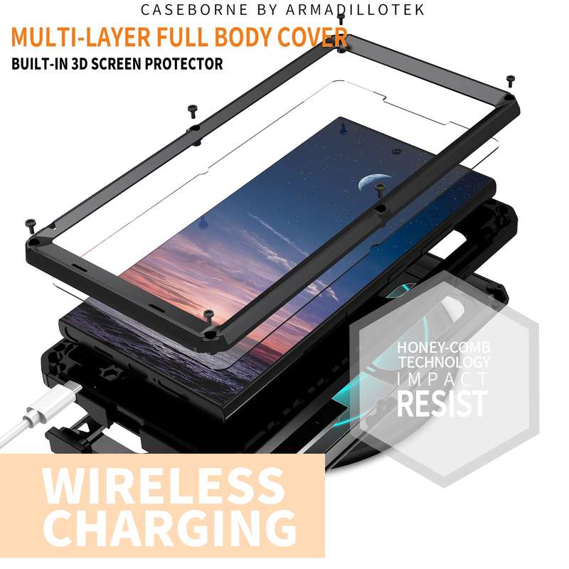 For Samsung Galaxy S24 Ultra 5G R-JUST Sliding Camera Life Waterproof Holder Phone Case(Black)