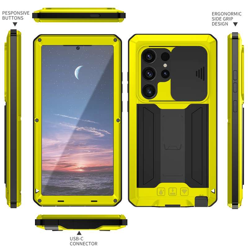 For Samsung Galaxy S24 Ultra 5G R-JUST Sliding Camera Life Waterproof Holder Phone Case(Black)