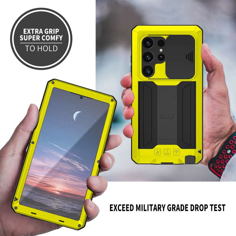 For Samsung Galaxy S24 Ultra 5G R-JUST Sliding Camera Life Waterproof Holder Phone Case(Black)