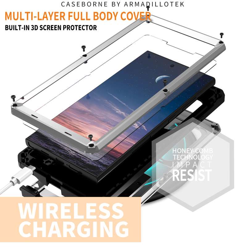 For Samsung Galaxy S24 Ultra 5G R-JUST Sliding Camera Life Waterproof Holder Phone Case(Black)