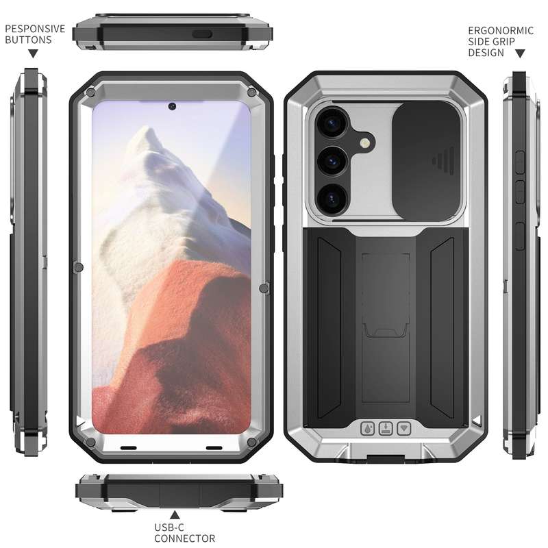 For Samsung Galaxy S24 5G R-JUST Sliding Camera Life Waterproof Holder Phone Case(Black)