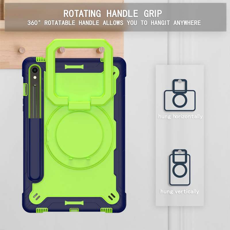 For Samsung Galaxy Tab S9 FE / S9 Handle Robot Silicone Hybrid PC Tablet Case(Rose Gold)