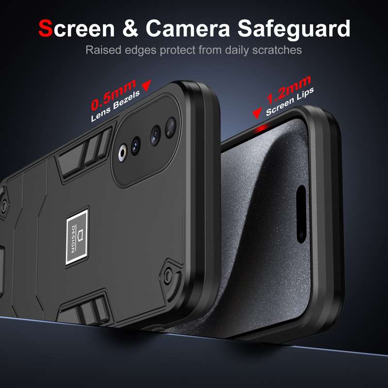 For Honor 90 2 in 1 Shockproof Phone Case(Black)