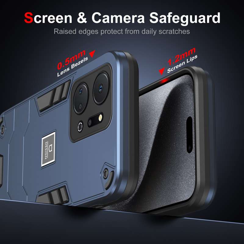 For Honor X7a 2 in 1 Shockproof Phone Case(Black)