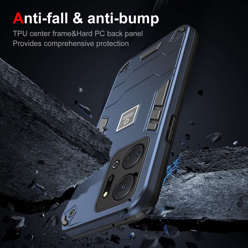 For Honor X7a 2 in 1 Shockproof Phone Case(Black)