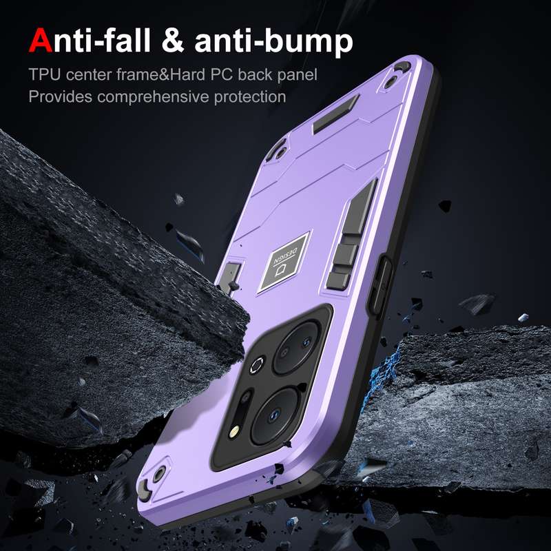 For Honor X7a 2 in 1 Shockproof Phone Case(Black)