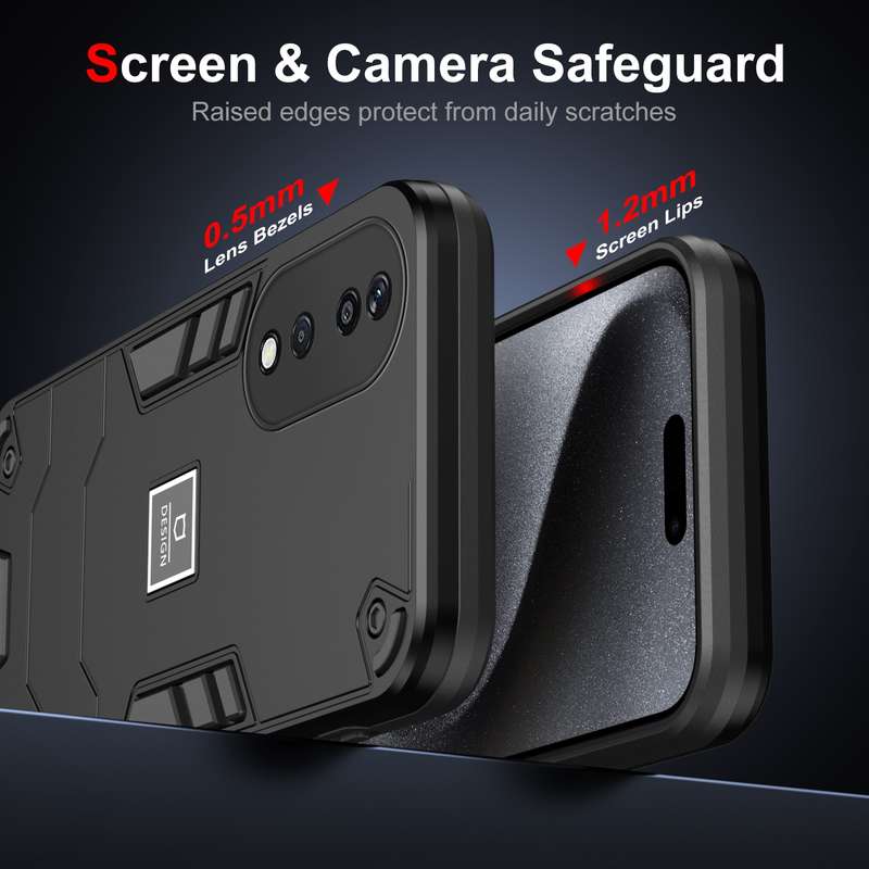 For Honor X7b 2 in 1 Shockproof Phone Case(Black)