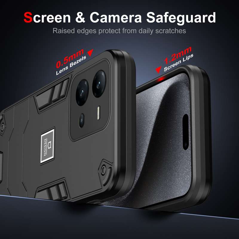 For vivo V25e 2 in 1 Shockproof Phone Case(Black)
