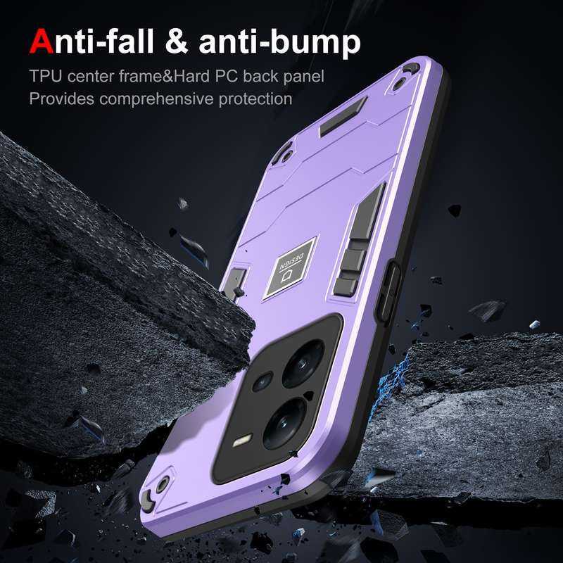 For vivo V25e 2 in 1 Shockproof Phone Case(Black)