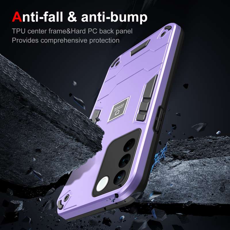 For vivo V27 2 in 1 Shockproof Phone Case(Purple)