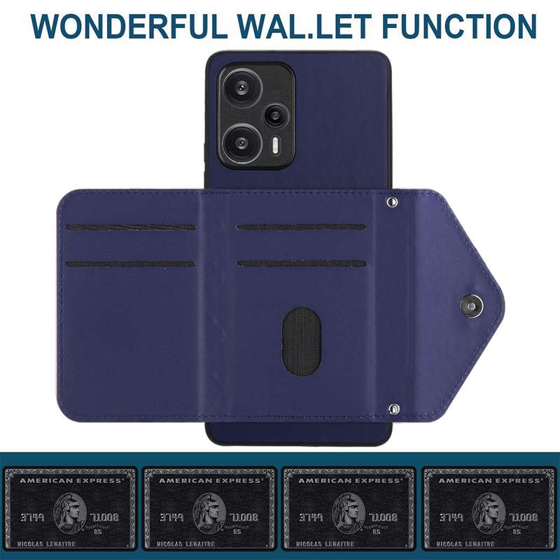 For Xiaomi Redmi Note 12 Turbo Rhombic Texture Card Bag RFID Phone Case with Long Lanyard(Dark