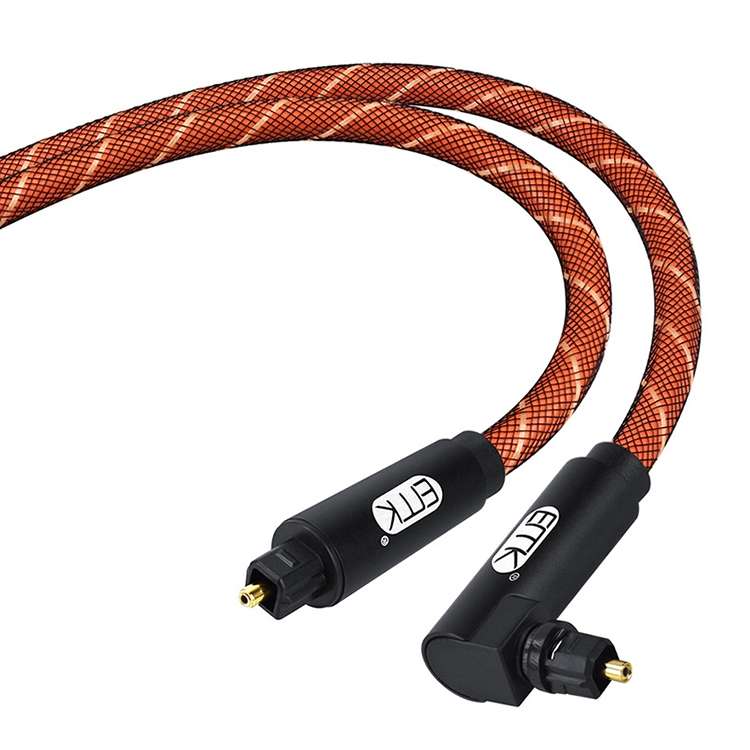 EMK 90 Degree Swivel Adjustable Right Angled 360 Degrees Rotatable Plug Nylon Woven Mesh Optical Aud