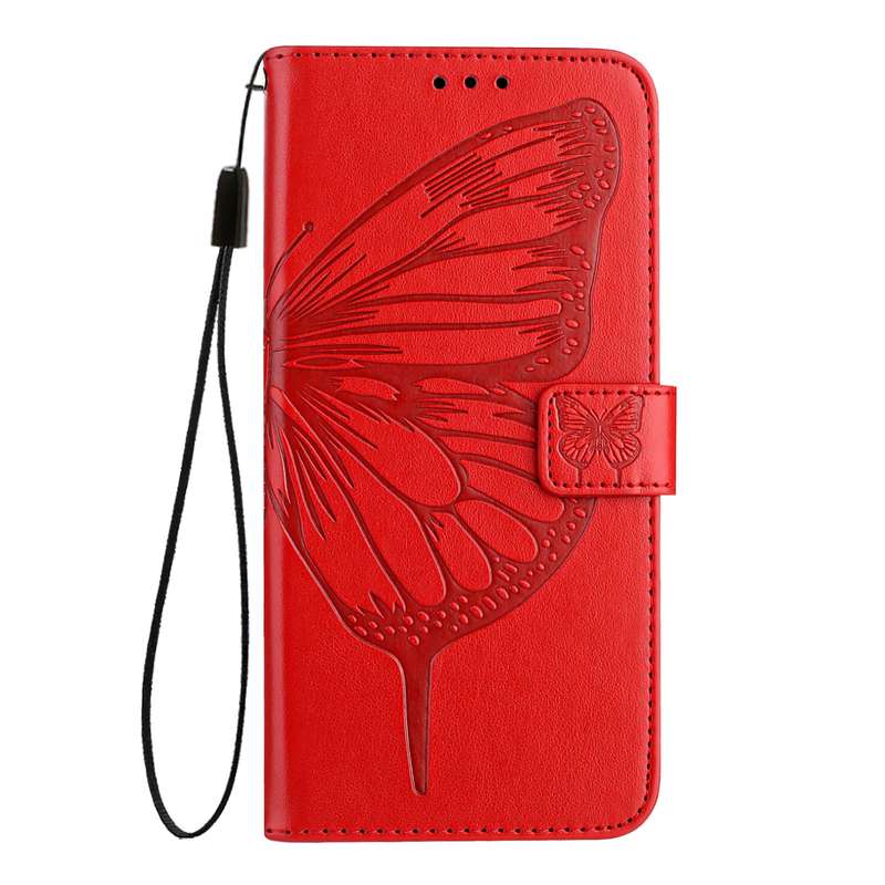 For Samsung Galaxy M55 Embossed Butterfly Leather Phone Case(Red)