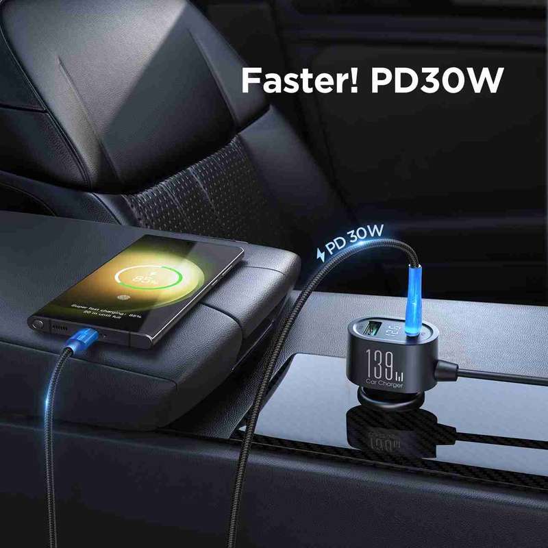 JOYROOM JR-CCL01 139W 7 in 1 Cigarette Lighter Splitter Car Charger(Black)