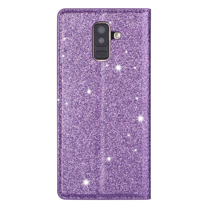 For Samsung Galaxy A6+ / J8 (2018) Ultrathin Glitter Magnetic Horizontal Flip Leather Case with Hold
