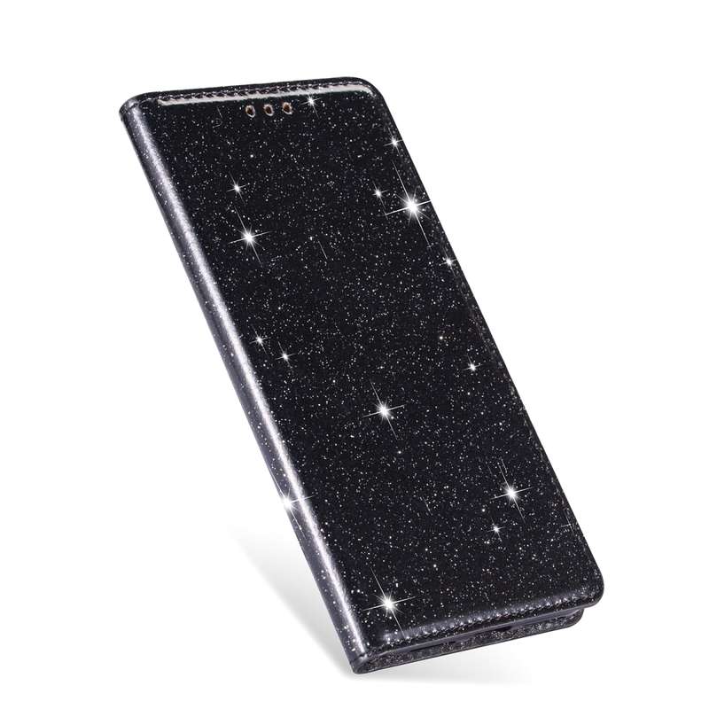 For Samsung Galaxy J4 (2018) Ultrathin Glitter Magnetic Horizontal Flip Leather Case with Holder & C