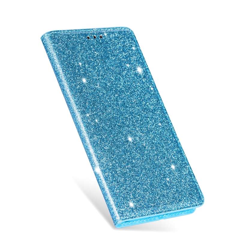 For Samsung Galaxy J4 (2018) Ultrathin Glitter Magnetic Horizontal Flip Leather Case with Holder & C