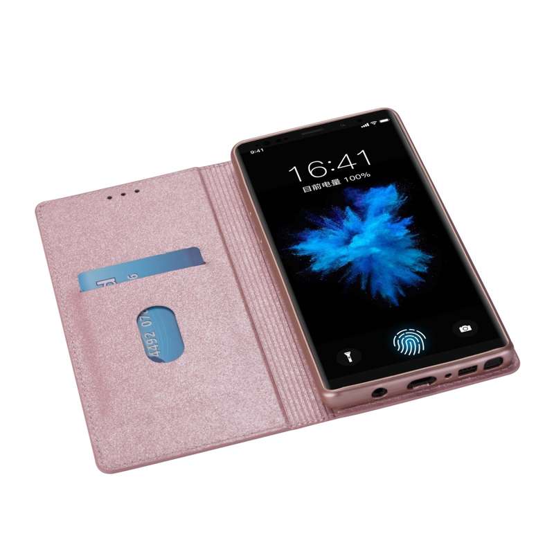 For Samsung Galaxy Note 9 Ultrathin Glitter Magnetic Horizontal Flip Leather Case with Holder & Card