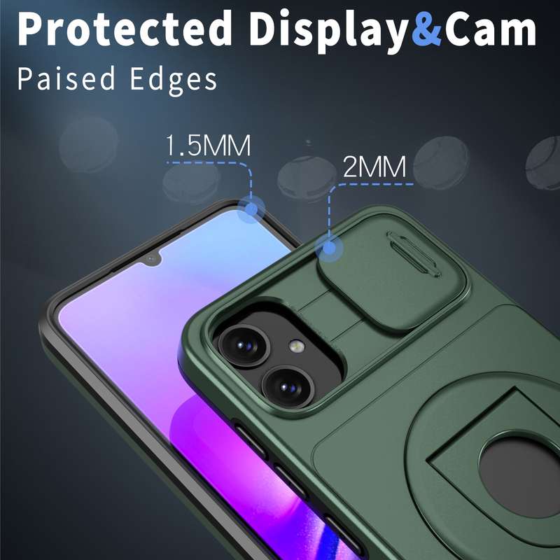 For Samsung Galaxy A05 4G Camshield MagSafe Ring Holder Armor Phone Case(Deep Green)