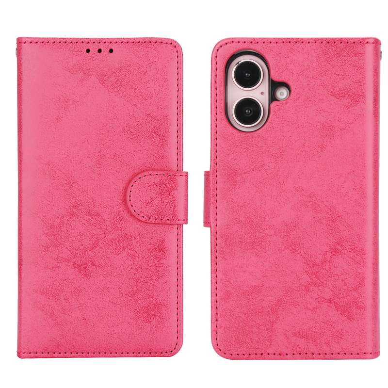 For iPhone 16 2 in 1 Detachable Phone Leather Case(Pink)