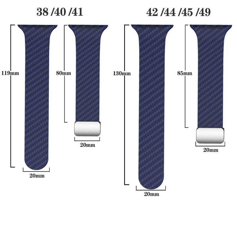 For Apple Watch SE 2023 44mm Carbon Fiber Magnetic Silver Buckle Watch Band(Royal Blue Light Bl