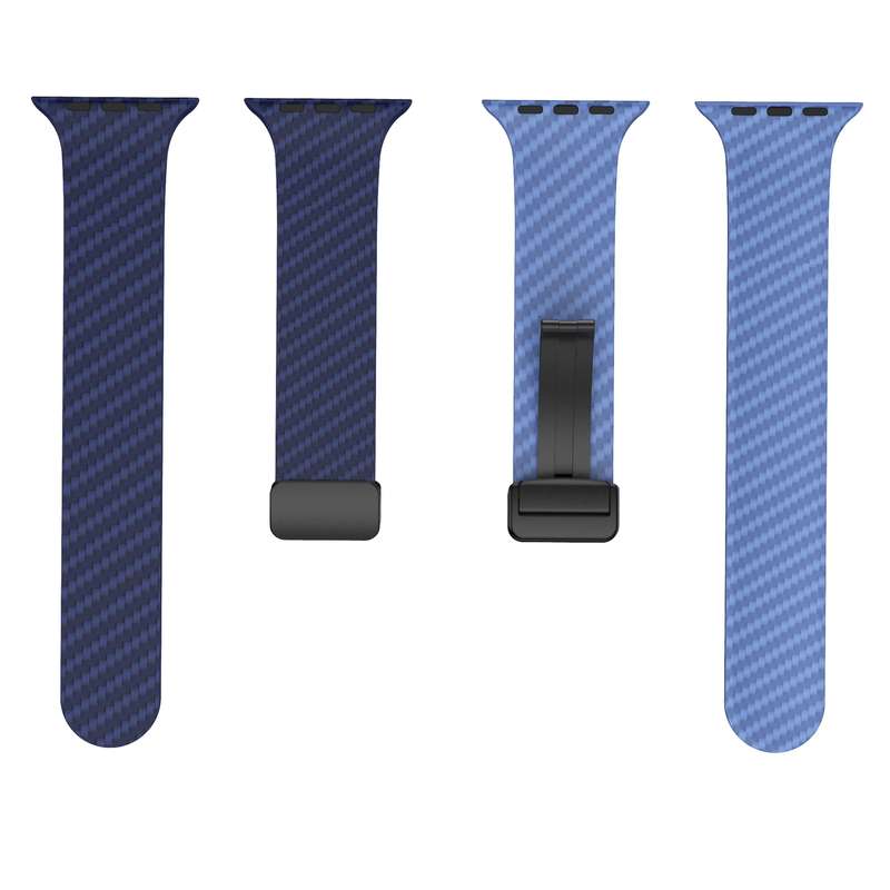 For Apple Watch Series 4 44mm Carbon Fiber Magnetic Black Buckle Watch Band(Royal Blue Light Bl