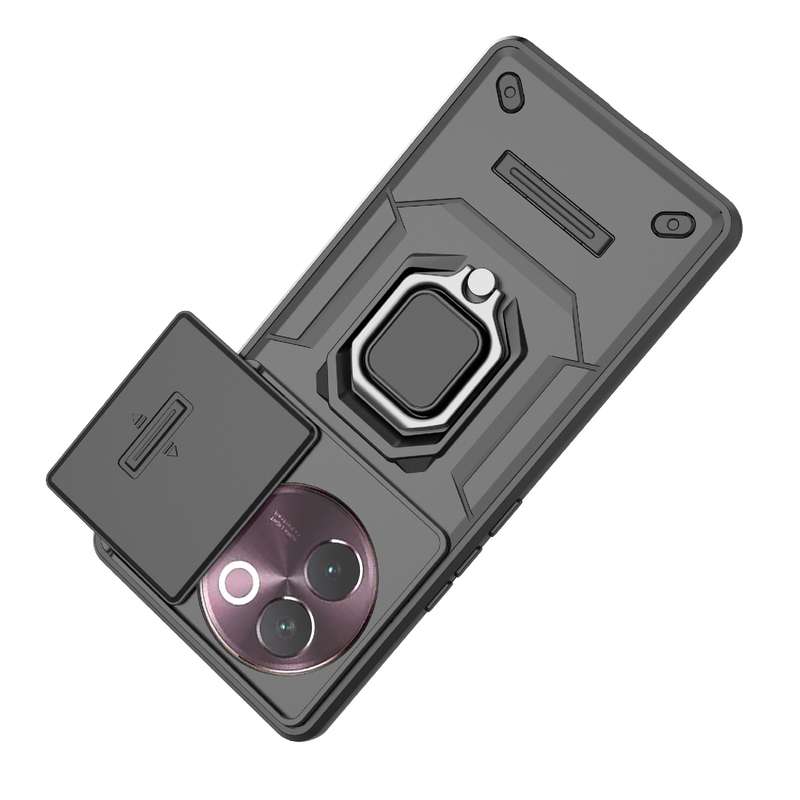 For vivo V30e 5G Global Sliding Camshield TPU + PC Shockproof Phone Case with Holder(Black)