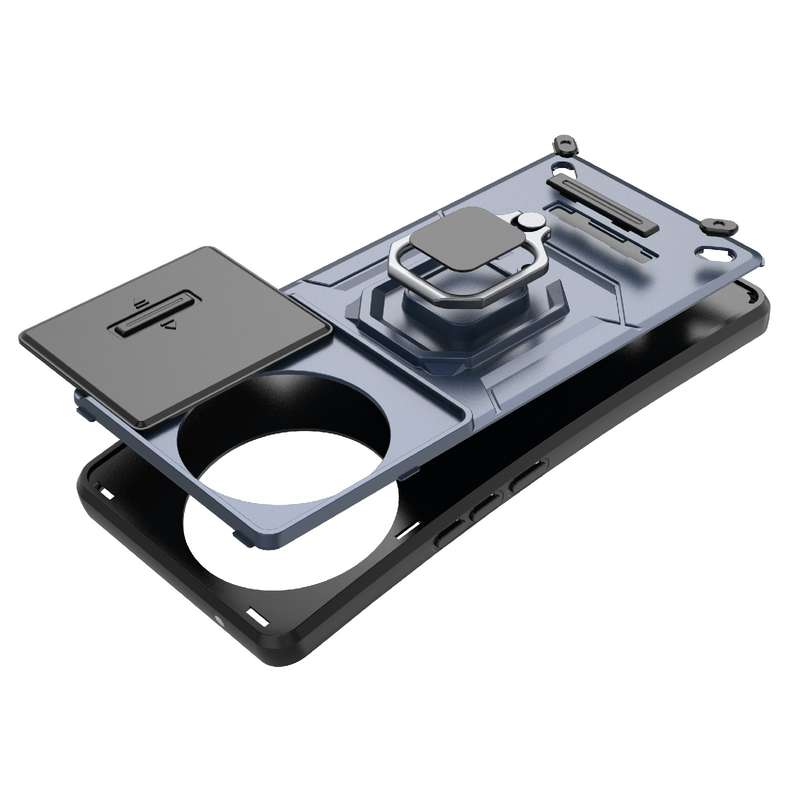 For vivo V30e 5G Global Sliding Camshield TPU + PC Shockproof Phone Case with Holder(Black)