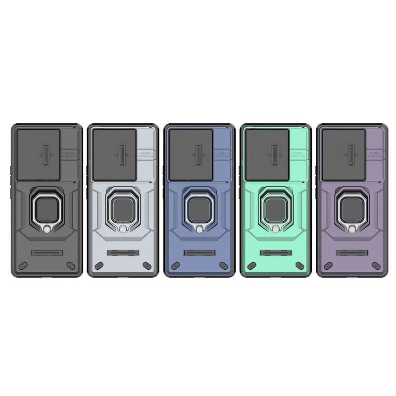 For vivo V30e 5G Global Sliding Camshield TPU + PC Shockproof Phone Case with Holder(Black)