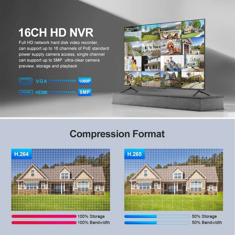 SriHome NVS006 1080P Ultra HD 16 Channel POE Network Video Recorder(EU Plug)