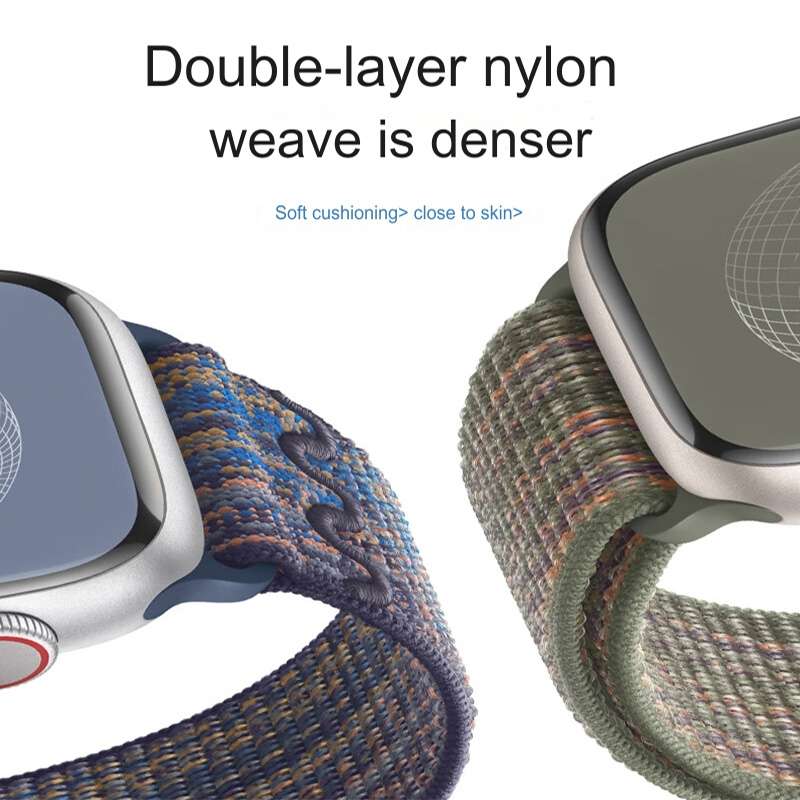 For Apple Watch Series 9 45mm Loop Nylon Watch Band(Midnight)