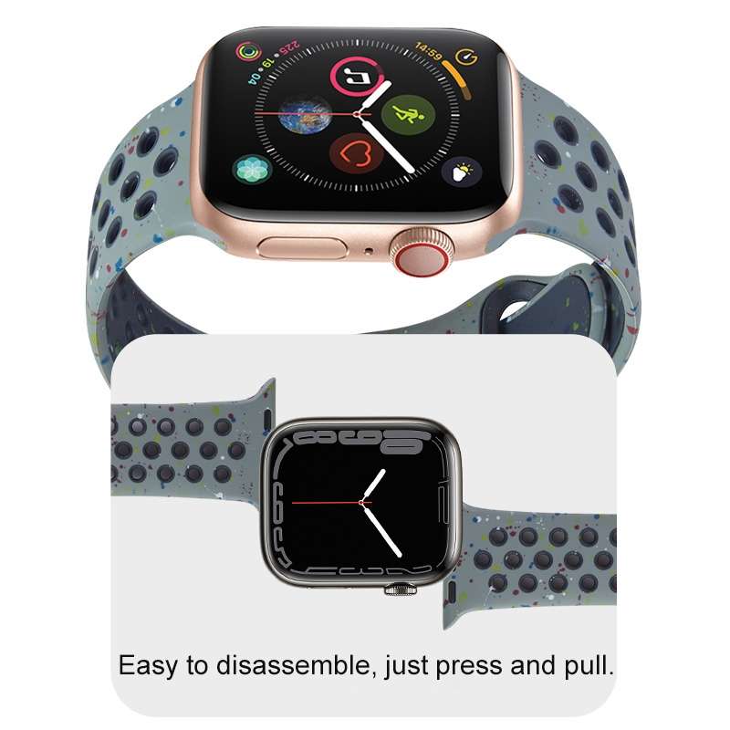 For Apple Watch SE 2023 44mm Coloful Silicone Watch Band(Dark Blue Mango)