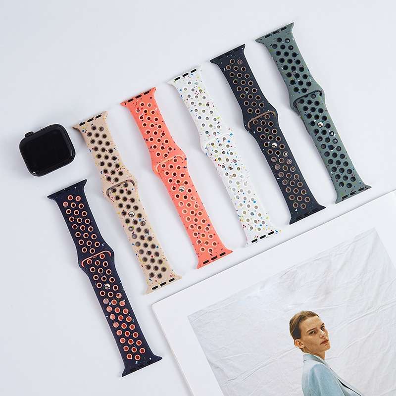 For Apple Watch SE 2023 44mm Coloful Silicone Watch Band(Dark Blue Mango)