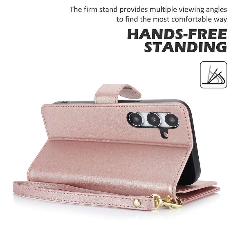 For Samsung Galaxy S24+ 5G Multi-Card Wallet RFID Leather Phone Case(Rose Gold)