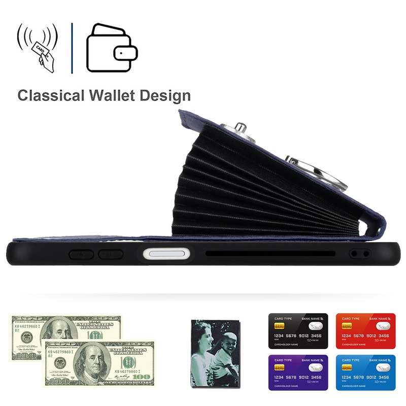 For Samsung Galaxy A14 5G Organ Card Bag Ring Holder Phone Case with Long Lanyard(Blue)
