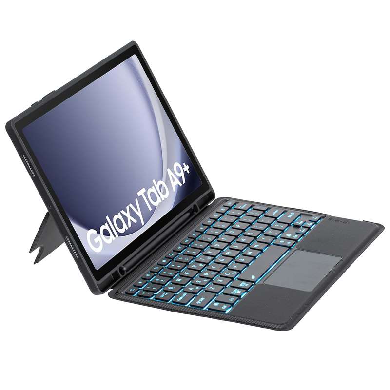 For Samsung Galaxy Tab A9+ X210 TA09B-AS Pen Tray Style Detachable Bluetooth Keyboard Leather Case w