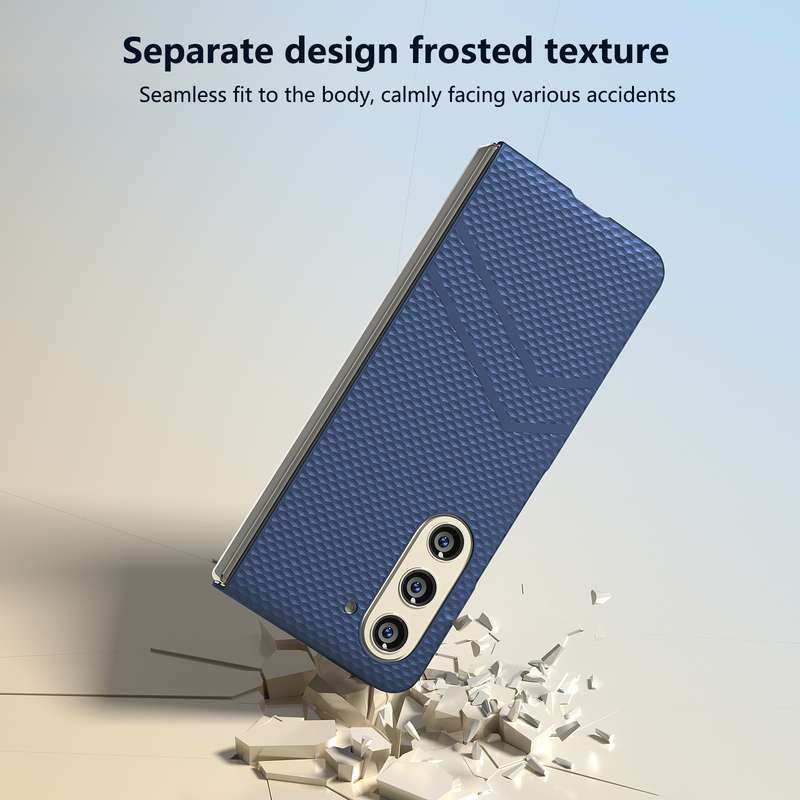For Samsung Galaxy Z Fold5 PC Frosted Texture Diamond Paint Shockproof Phone Case(Dark Blue)