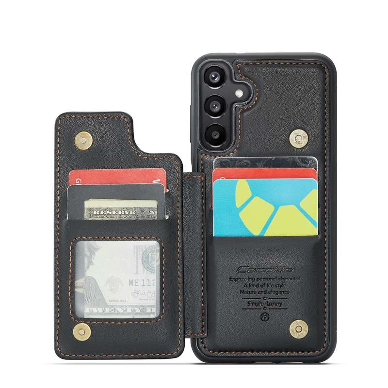 For Samsung Galaxy A15 CaseMe C22 Litchi Texture RFID Anti-theft Leather Phone Case(Black)
