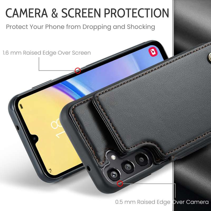 For Samsung Galaxy A15 CaseMe C22 Litchi Texture RFID Anti-theft Leather Phone Case(Black)